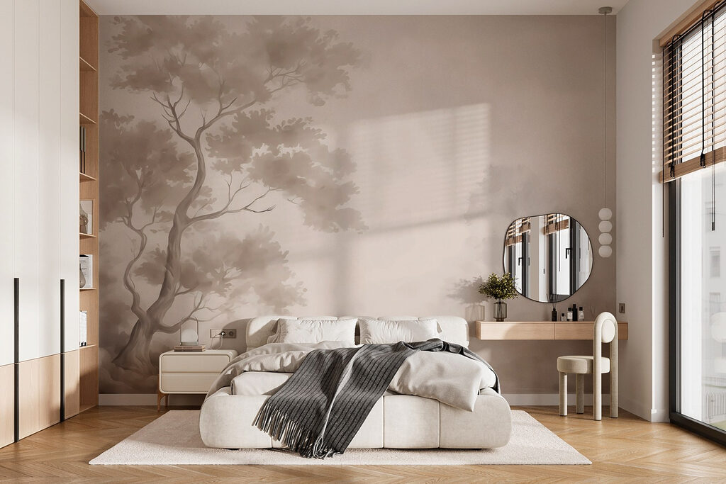 Árbol entre la niebla en un interior