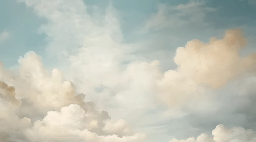 Nubes suaves sobre turquesa — diseño completo