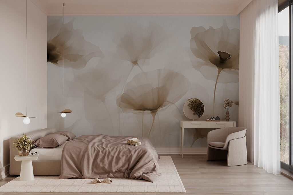 Flores beige, centros oscuros — interior 1