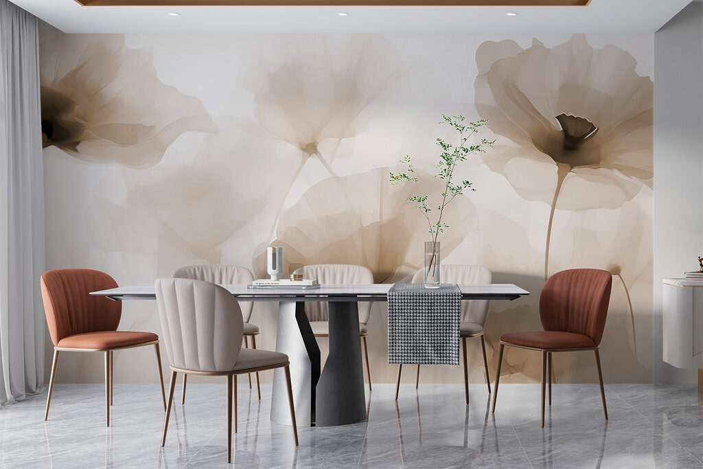 Flores beige, centros oscuros — interior 3