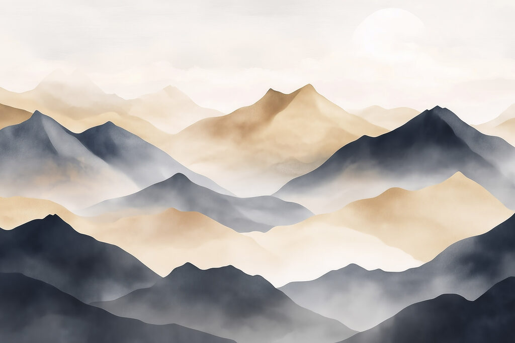 Montañas oscuras en capas — diseño completo