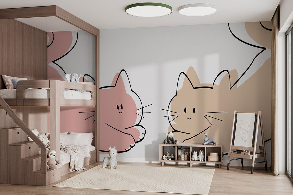 Gatos que se miran en un interior