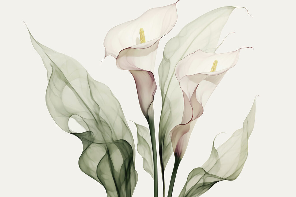 Cálices blancos sobre verde — diseño completo