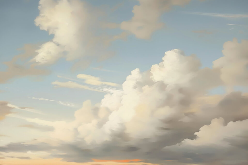 Nubes con luz dorada — diseño completo