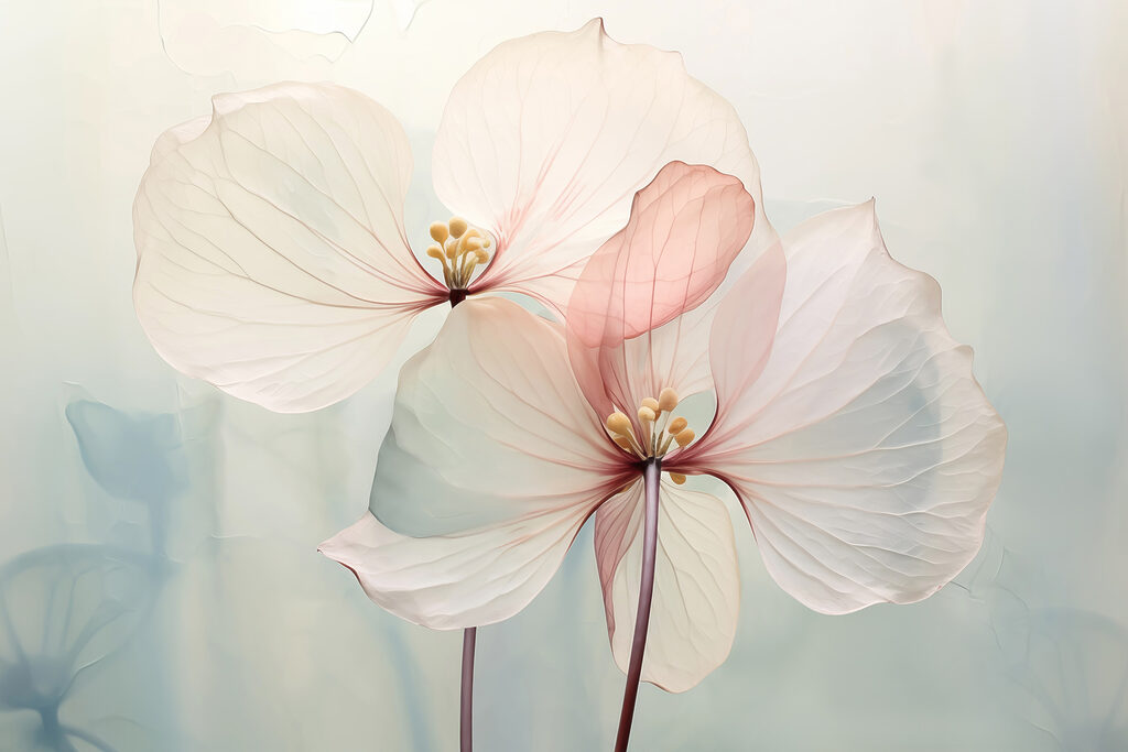 Dos flores suaves — diseño completo