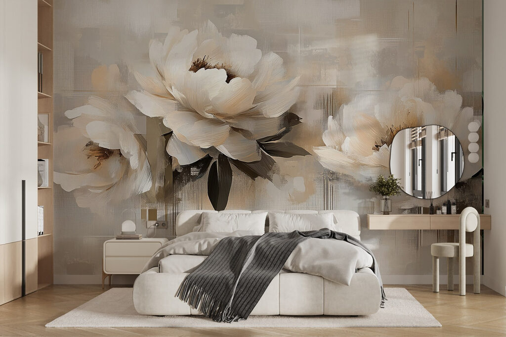 Peonías sobre fondo pintado — interior 1