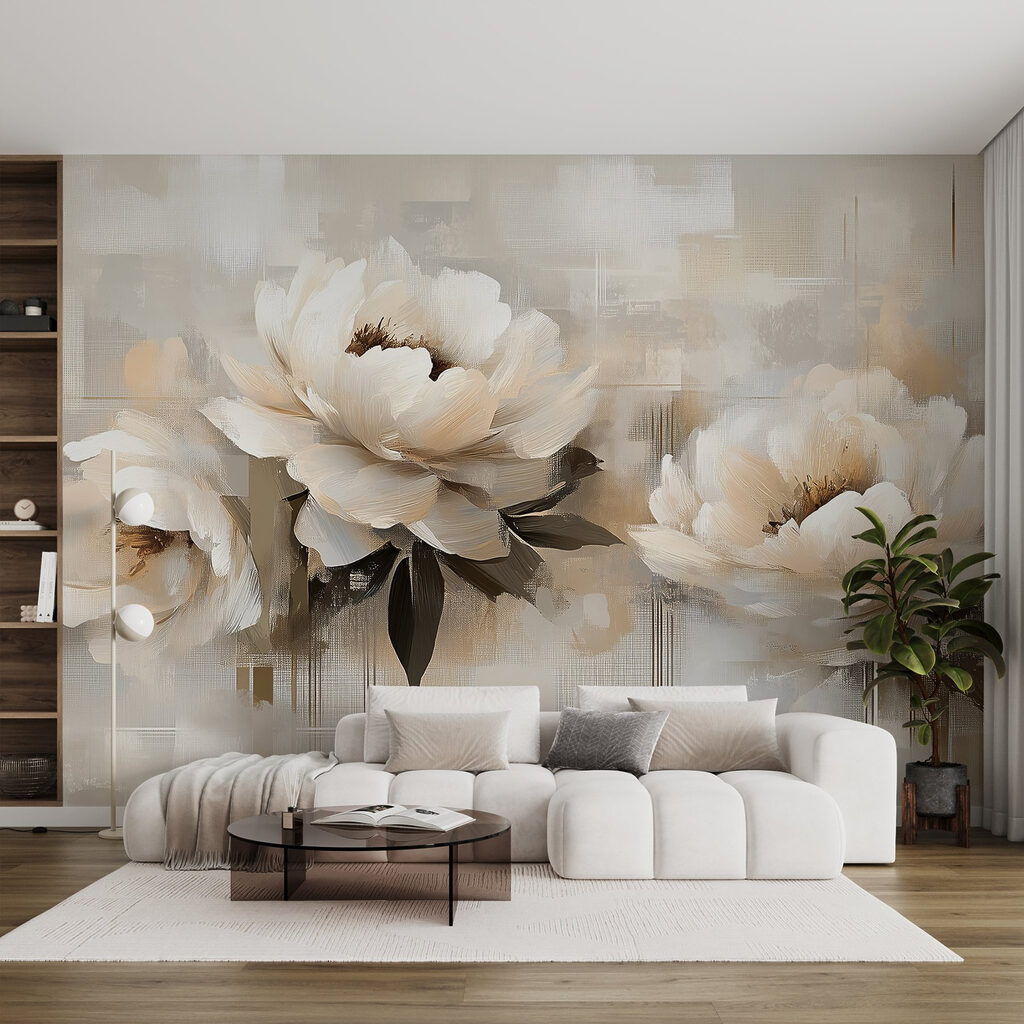 Peonías sobre fondo pintado — interior 2
