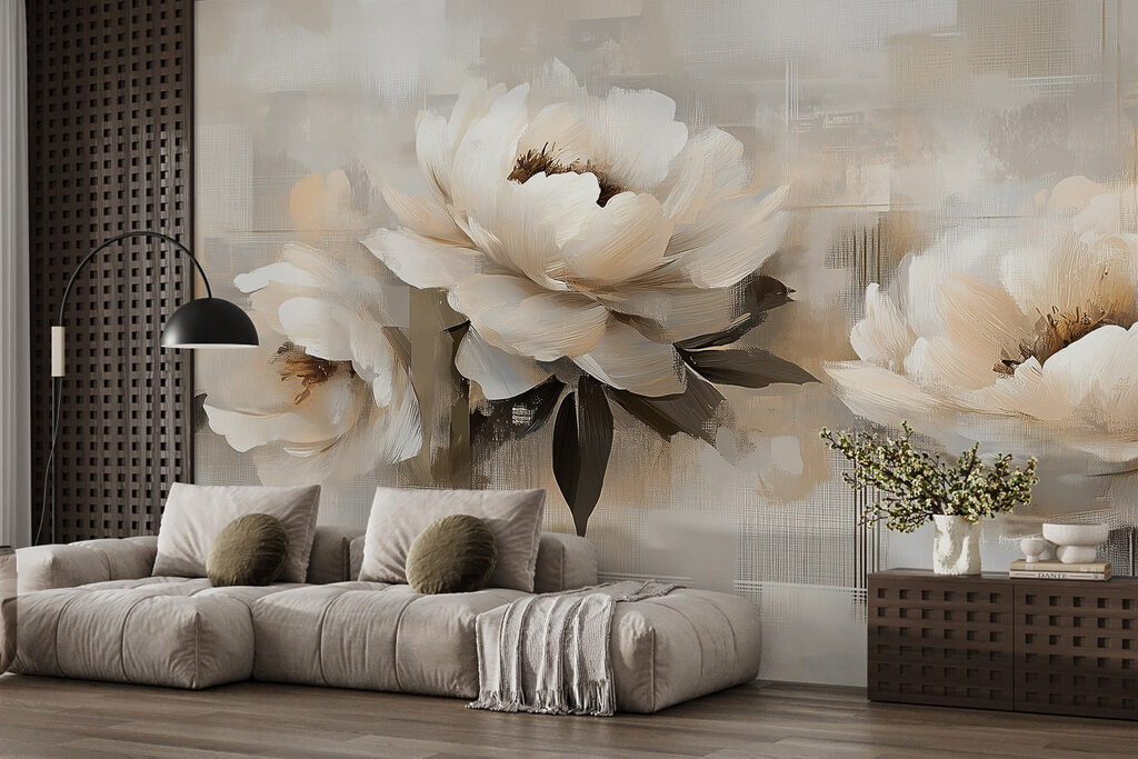 Peonías sobre fondo pintado — interior 3