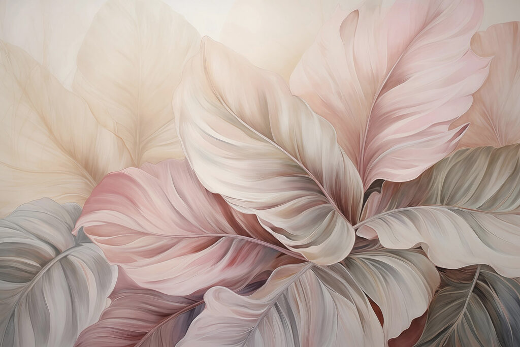 Hojas rosas y crema — diseño completo