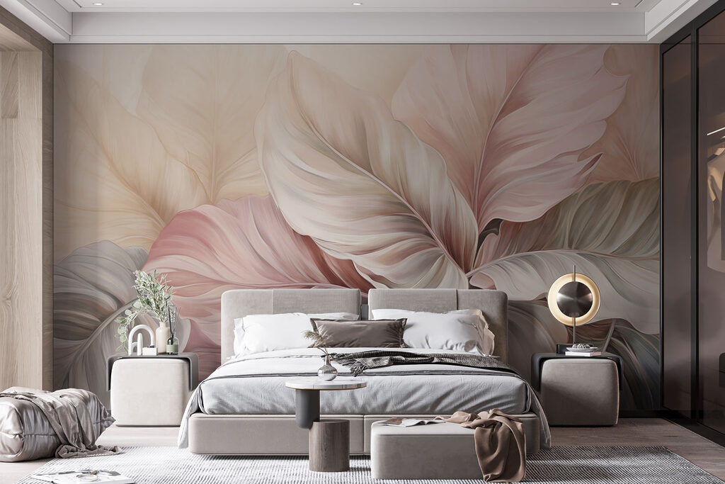 Hojas rosas y crema — interior 1