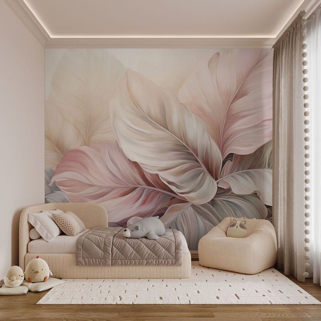 Hojas rosas y crema — interior 2