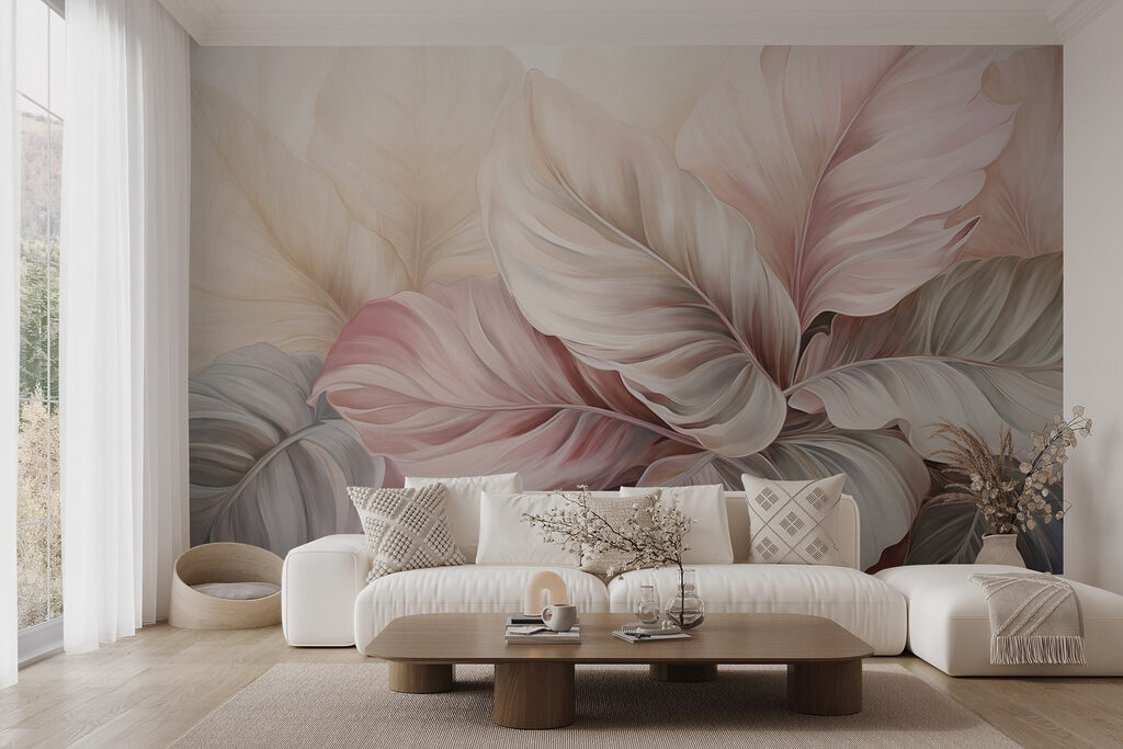 Hojas rosas y crema — interior 3