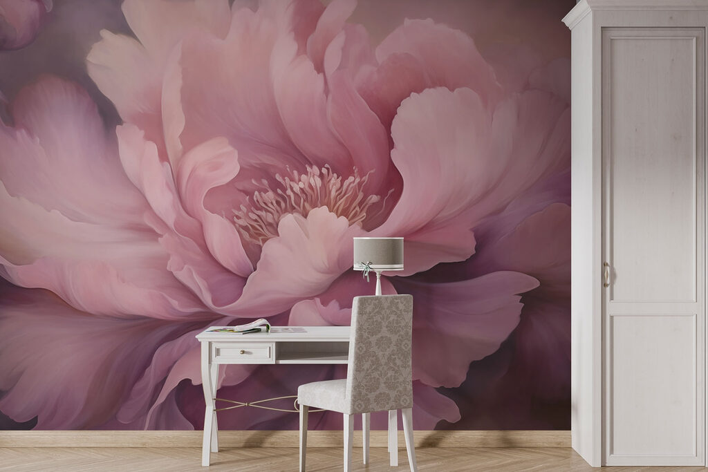 Peonía rosa en penumbra — interior 1