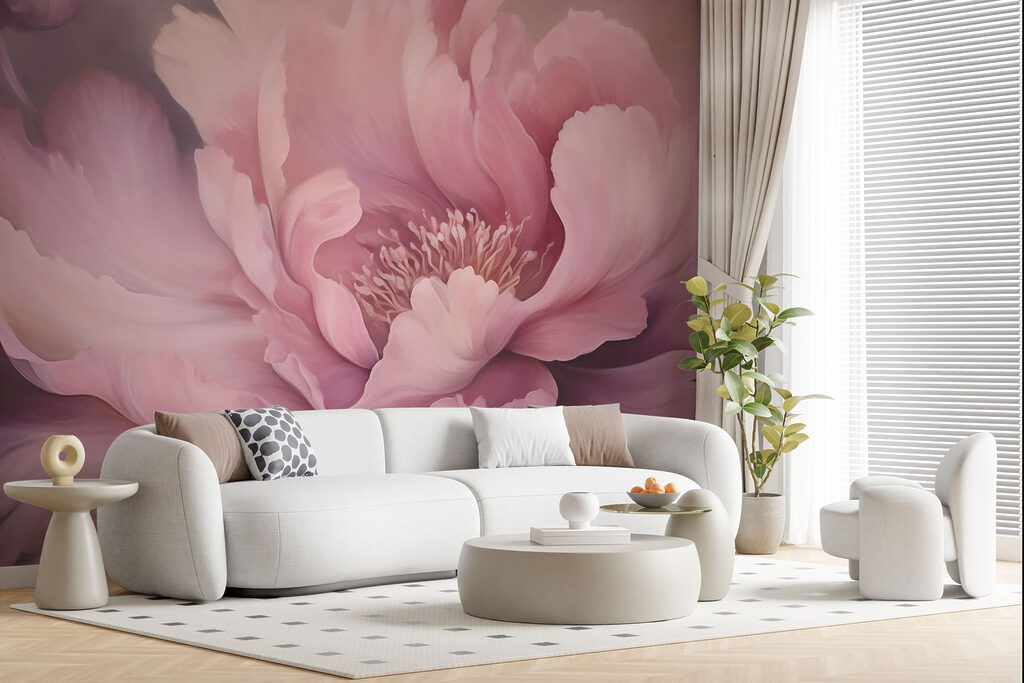 Peonía rosa en penumbra — interior 3