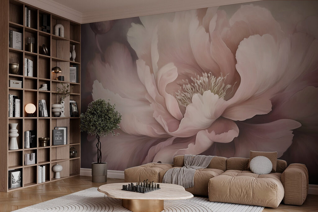 Peonía rosa en penumbra — interior 3