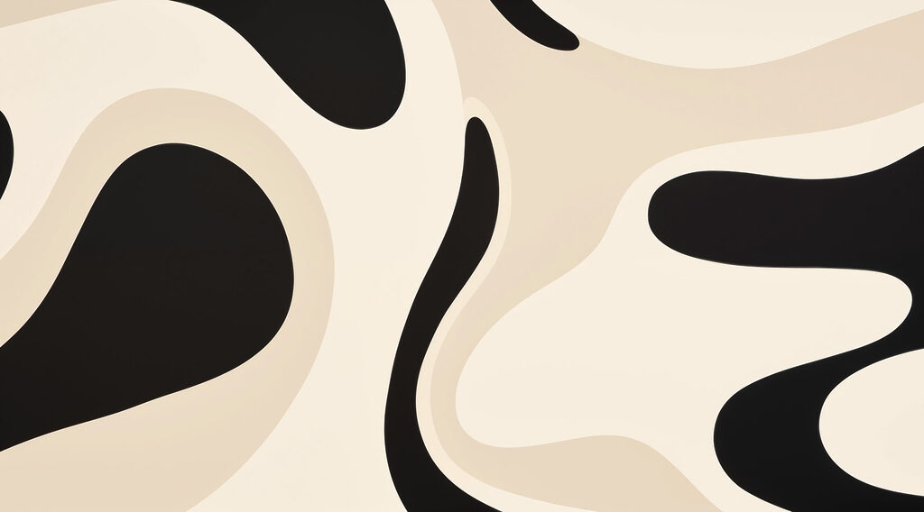 Formas negras sobre arena — diseño completo