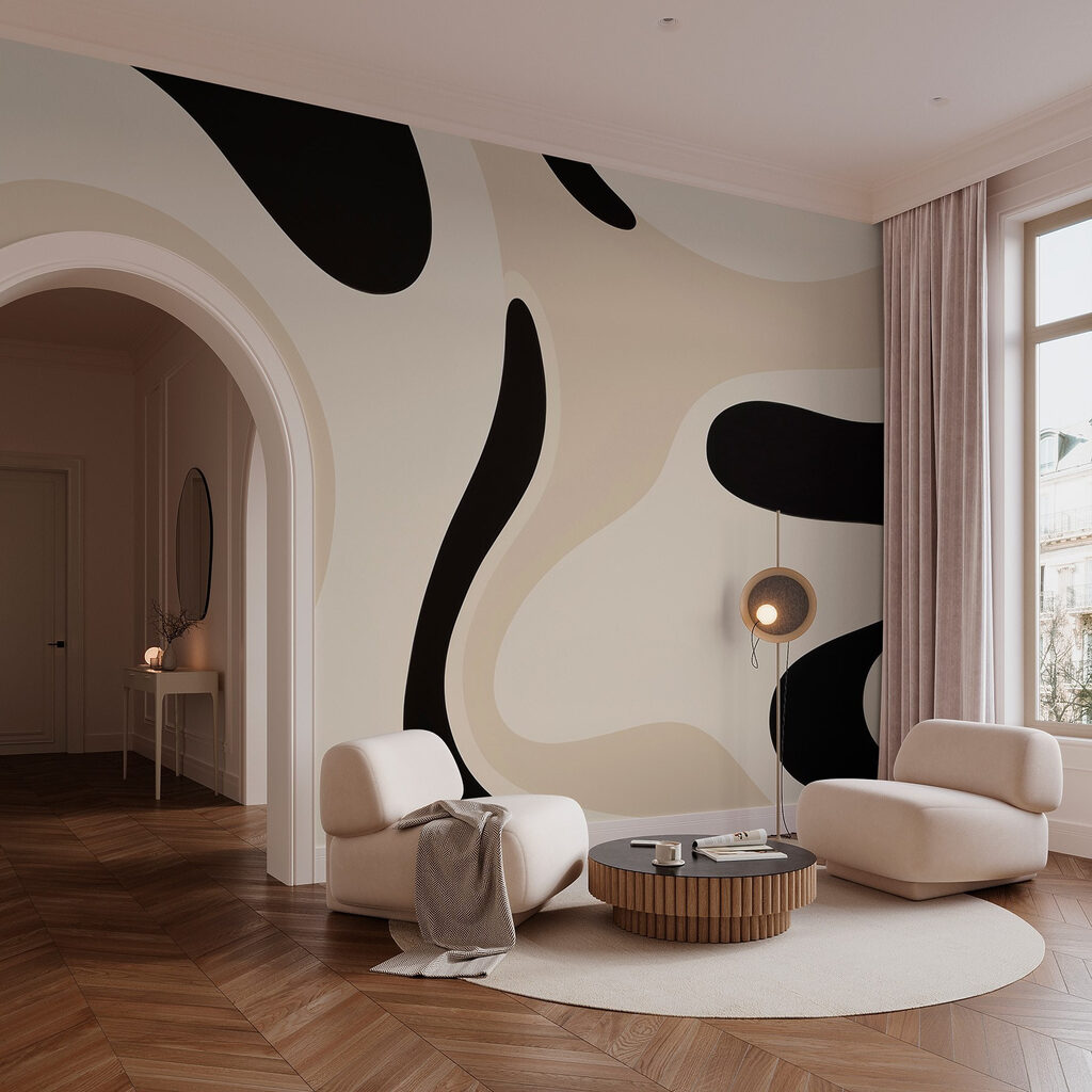 Formas negras sobre arena — interior 3