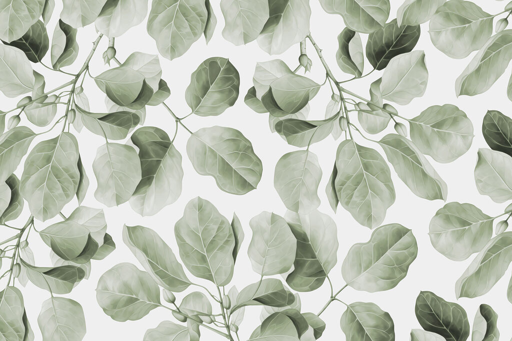 Hojas en lavados verdes — diseño completo