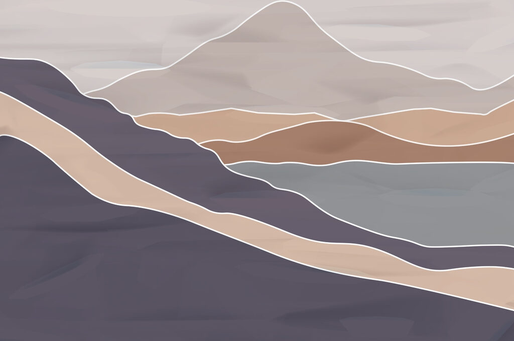 Montañas estilizadas en planos — diseño completo