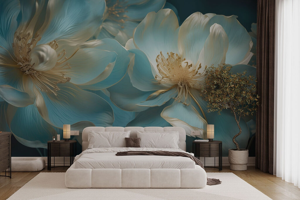 Flores turquesas con oro — interior 2