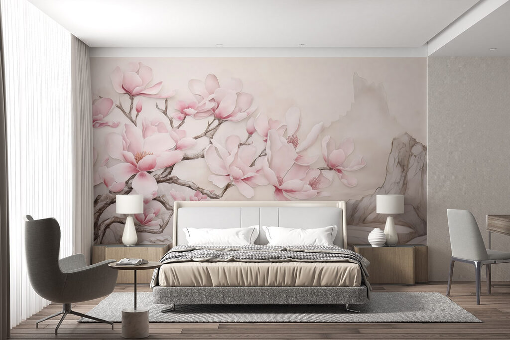 Magnolia rosa sobre montañas — interior 2