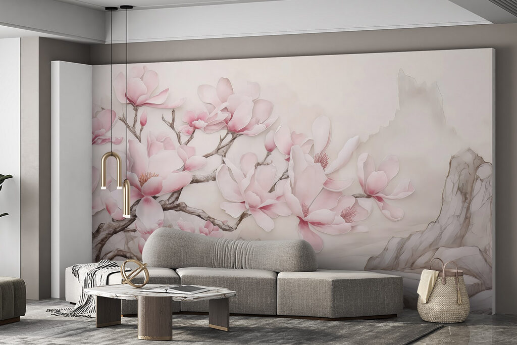 Magnolia rosa sobre montañas — interior 3