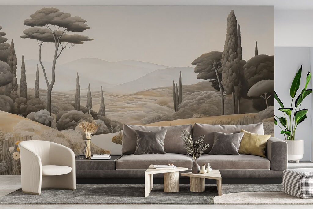 Camino entre cipreses — interior 1