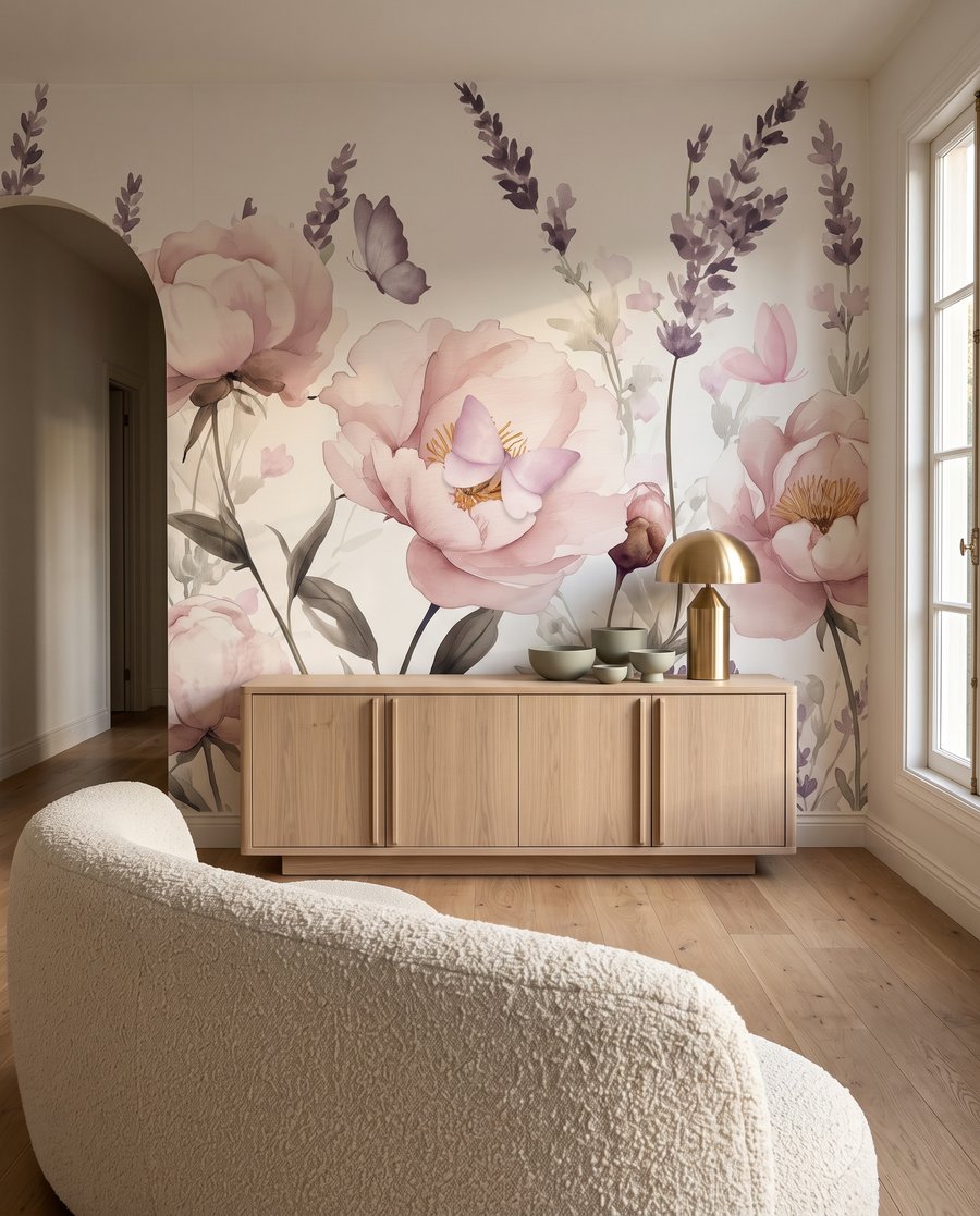 Mariposas sobre tallos florales — interior 3