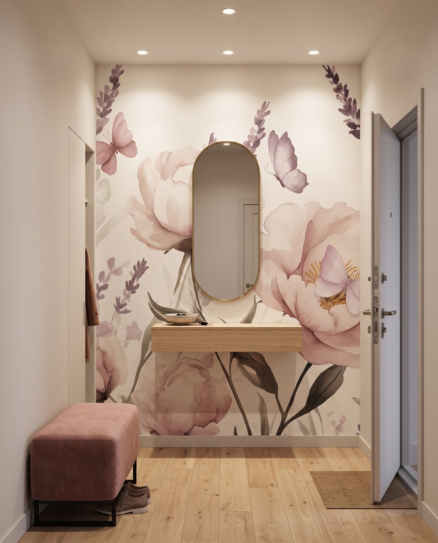 Mariposas sobre tallos florales — interior 4