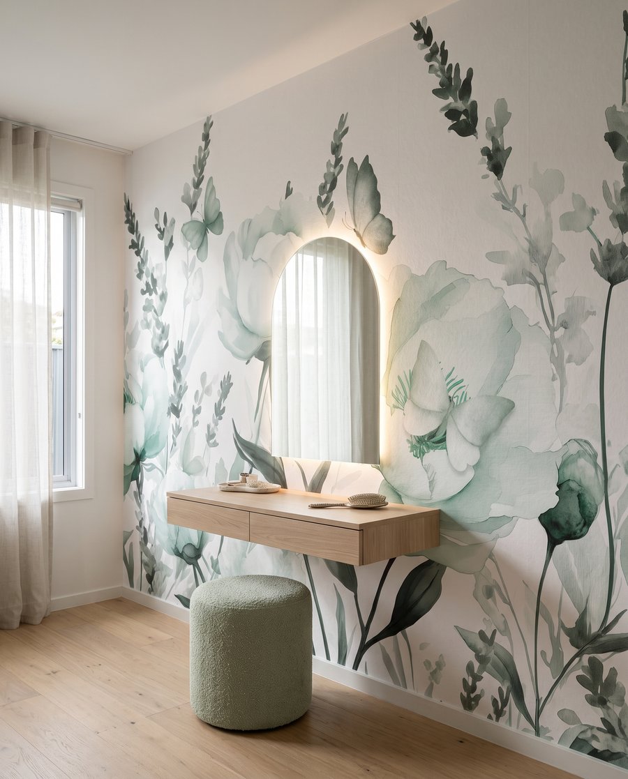 Mariposas sobre tallos florales — interior 1