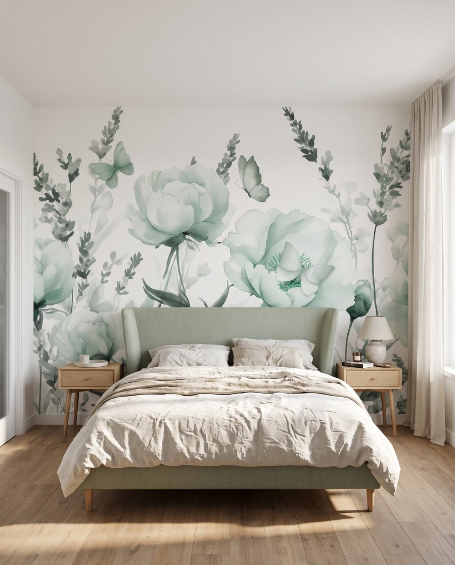 Mariposas sobre tallos florales — interior 2