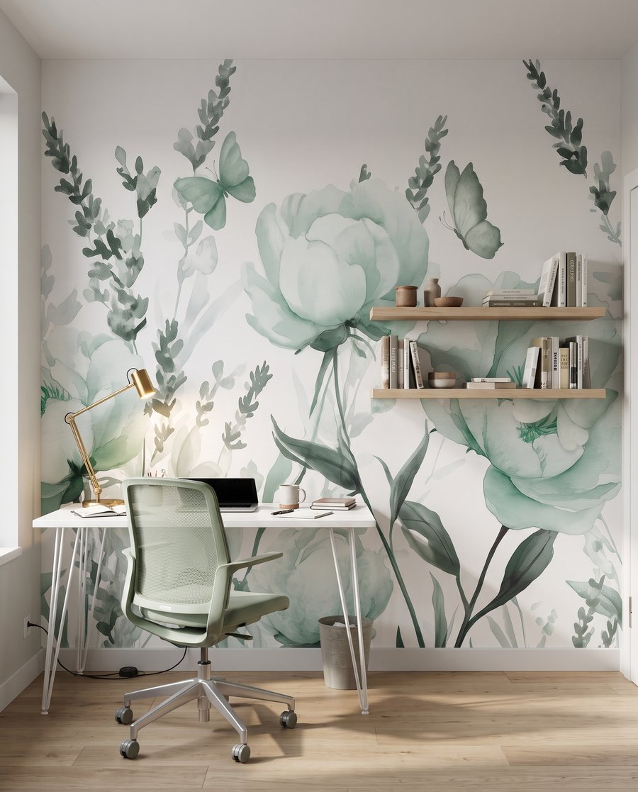 Mariposas sobre tallos florales — interior 6