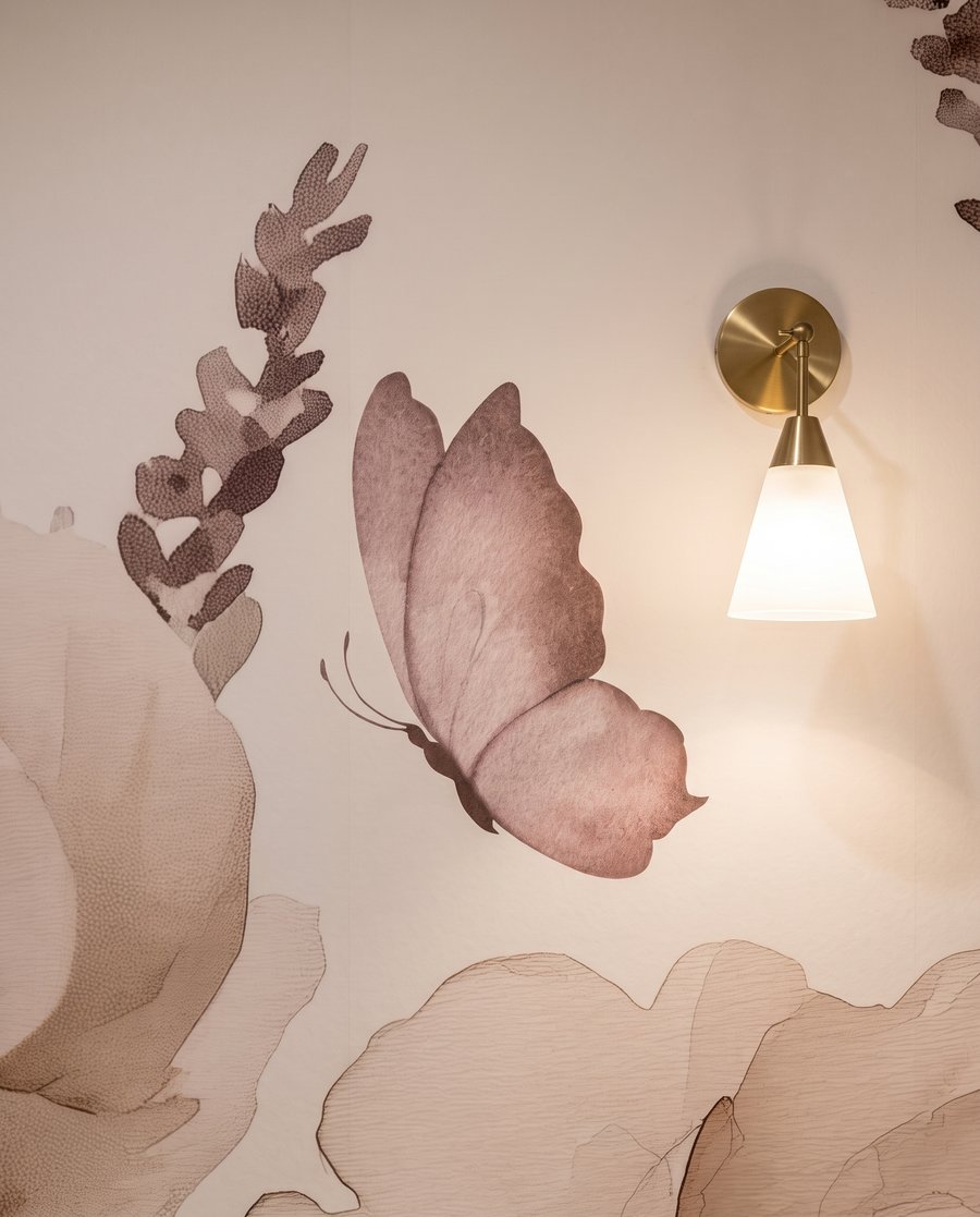 Mariposas sobre tallos florales — detalle