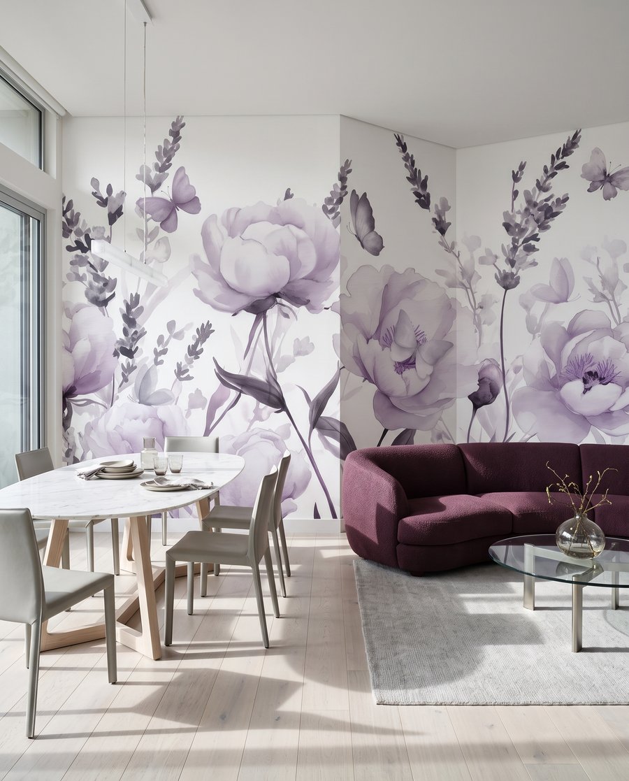 Mariposas sobre tallos florales — interior 3