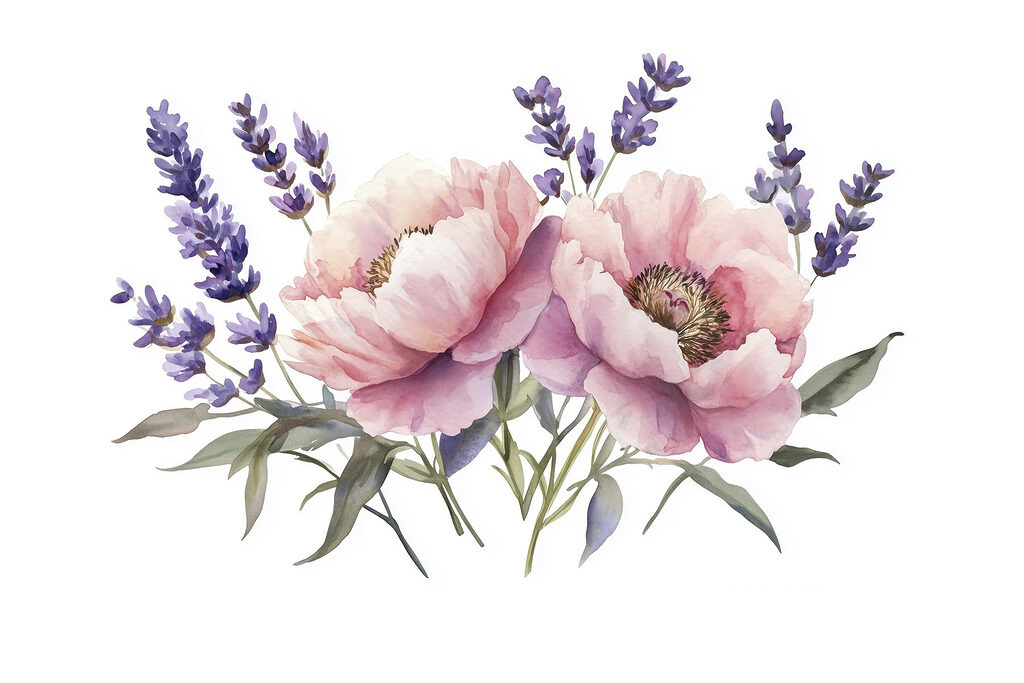 Ramo rosa con lavanda — diseño completo