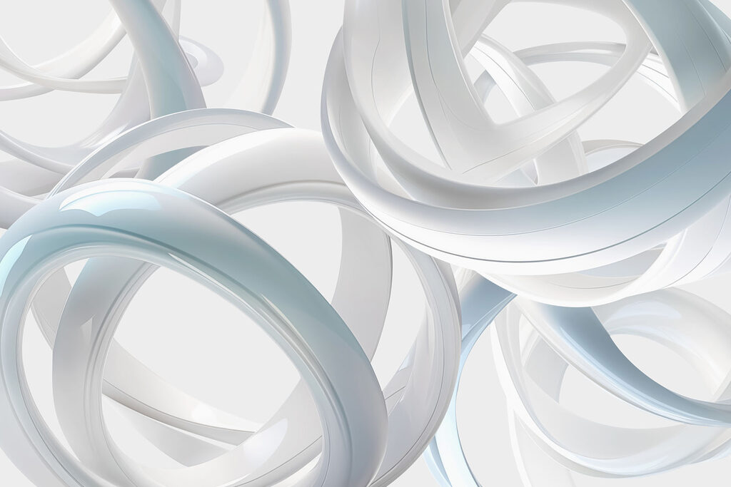 Lazos blancos entrelazados — diseño completo