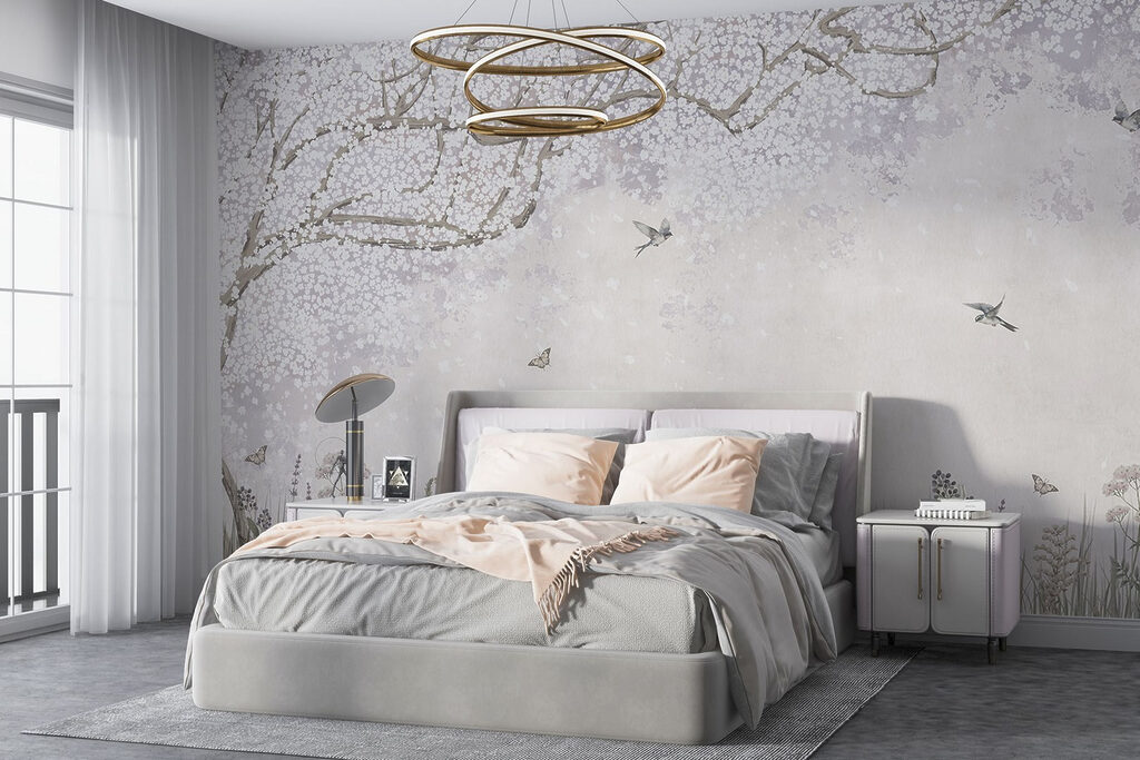 Árbol florido y aves — interior 2