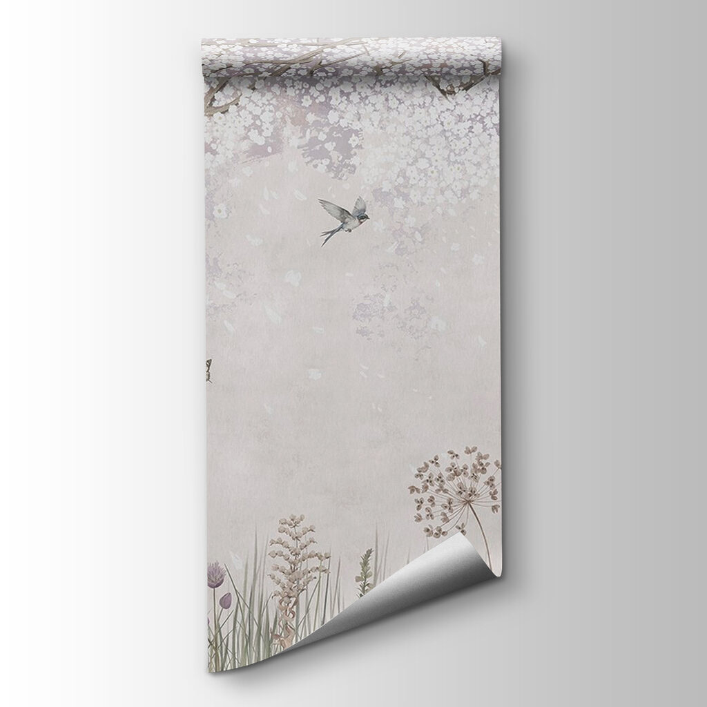 Árbol florido y aves — vista del producto