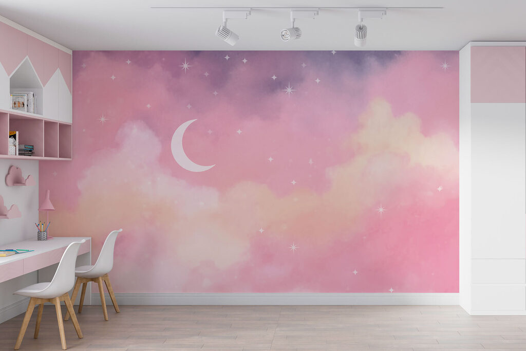 Luna entre nubes rosas — interior 1