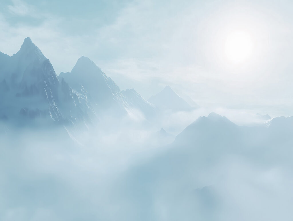 Montañas azules en bruma — diseño completo