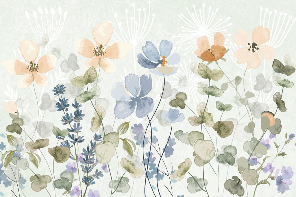 Pradera con hojas redondas — diseño completo