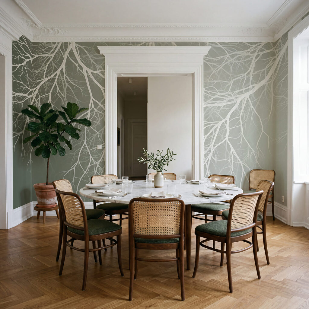 Ramas blancas en red — interior 2