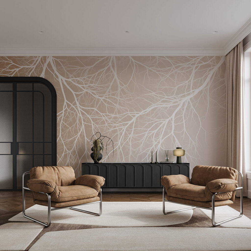 Ramas blancas en red — interior 2