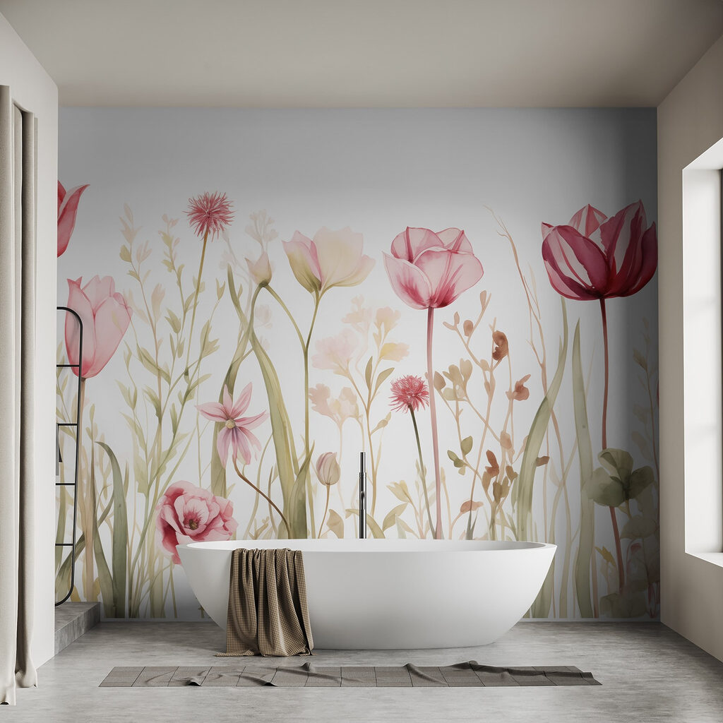 Tulipanes rosas entre flores — interior 2