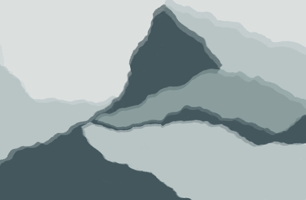 Montañas en capas grises — diseño completo