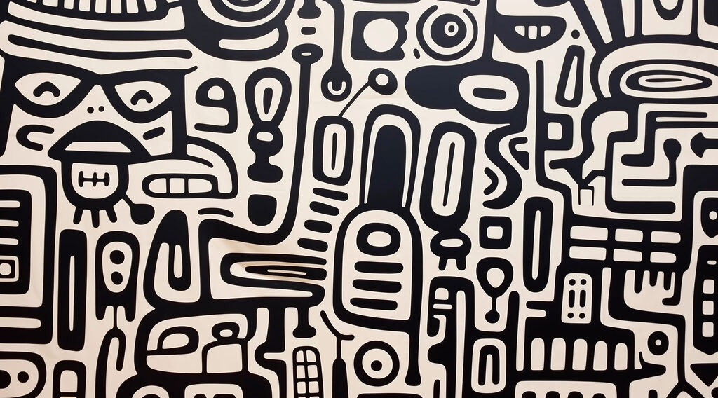 Signos negros sinuosos — diseño completo