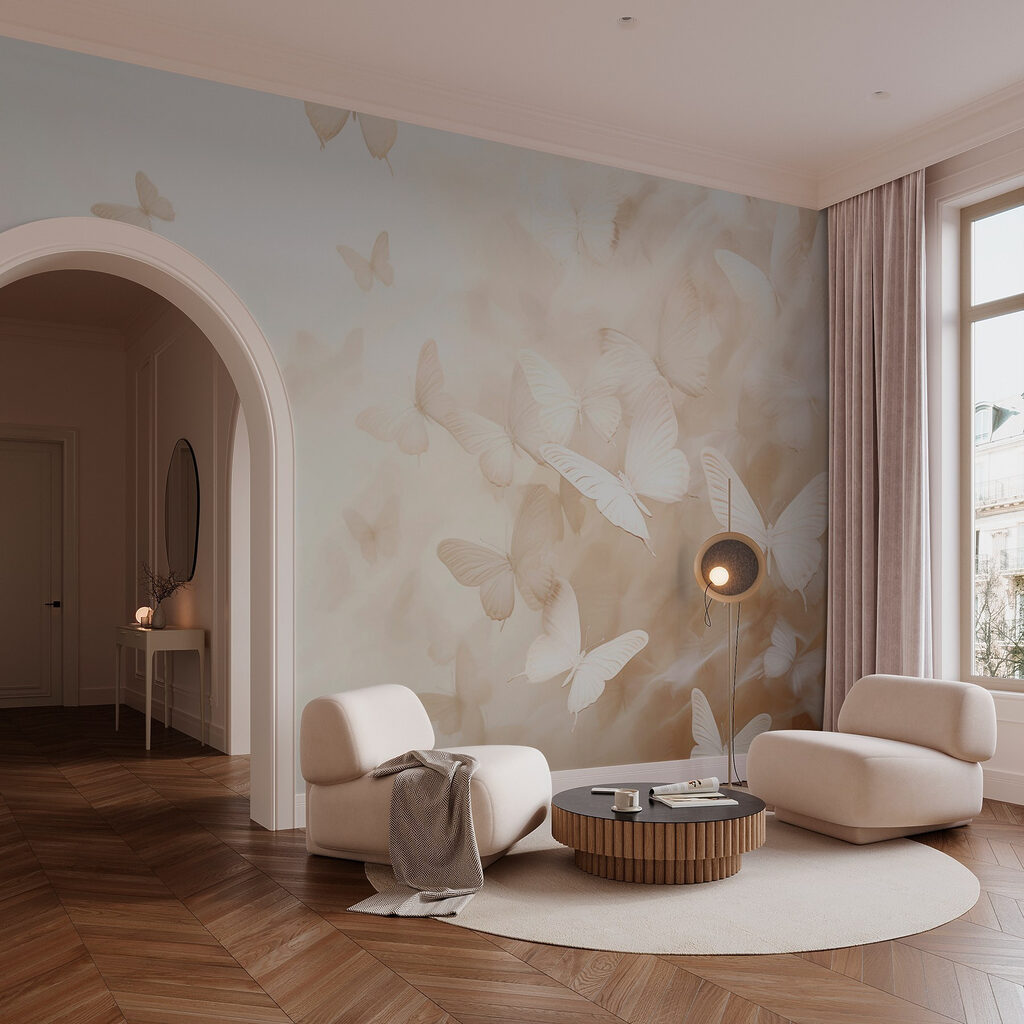Mariposas blancas en bruma — interior 1