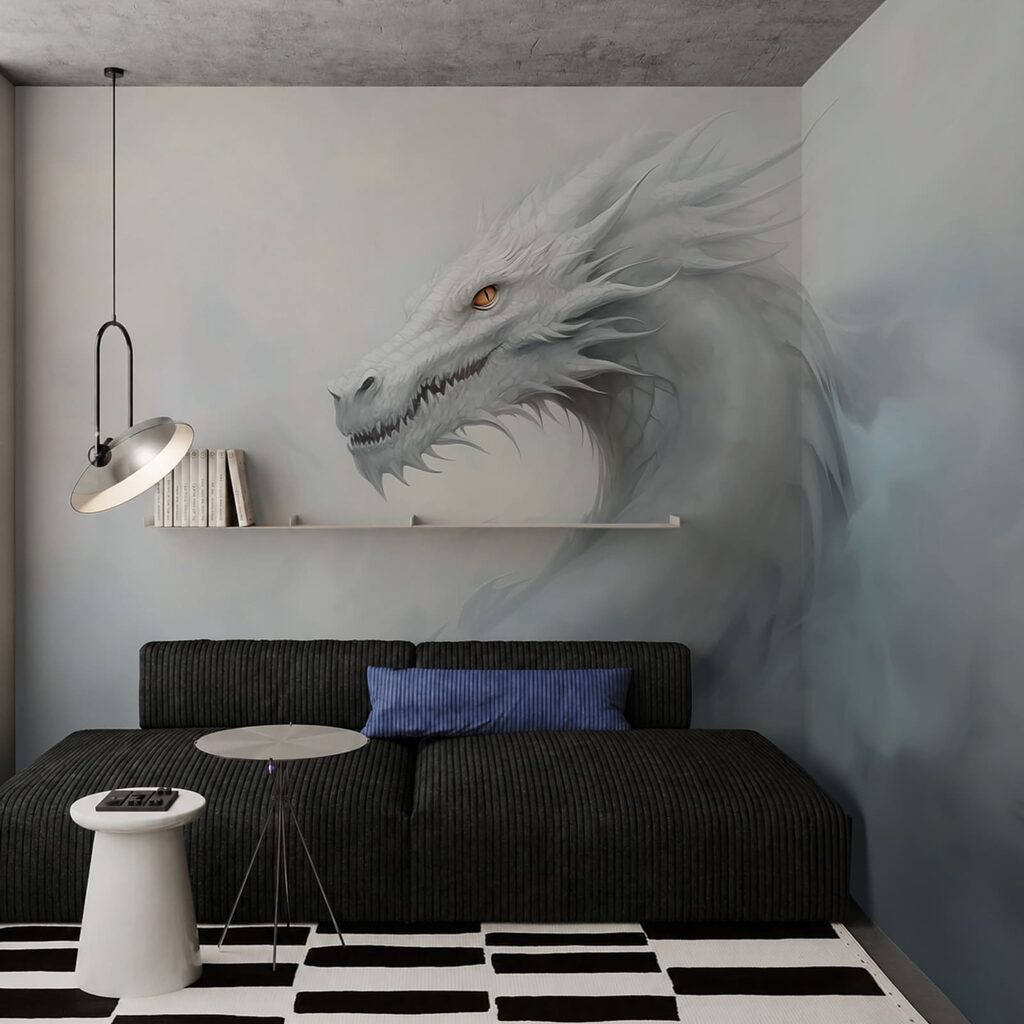 Dragón blanco en niebla — interior 2