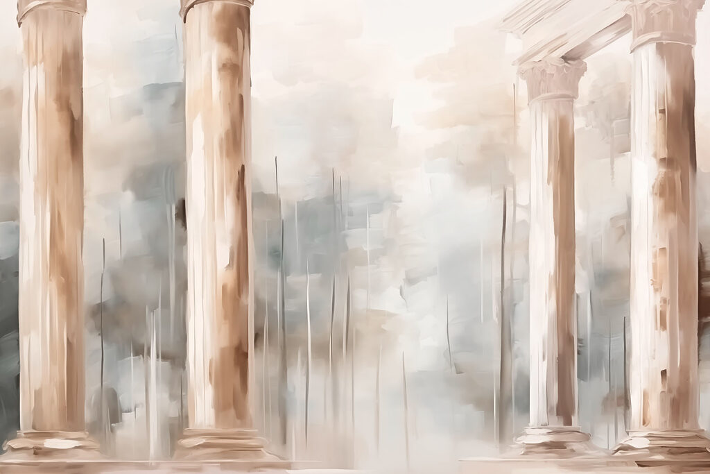 Columnas rosas pintadas — diseño completo