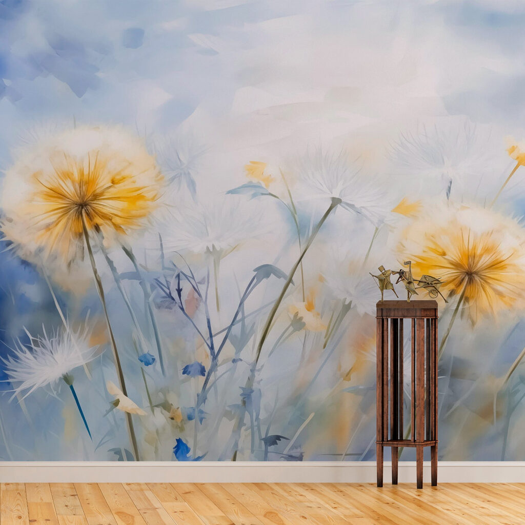 Flores amarillas sobre azul — interior 2